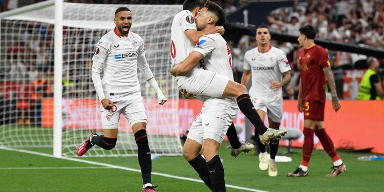 UEFA Europa League Final 2023: Sevilla vs Roma Players of FC Sevilla celebrating during UEFA Europa League Final 2023: Sevilla vs Roma, disputed on Puskas Arena, Budapest, 31 May 2023 Budapest Puskas Arena Hungary Copyright: xAncaxTepeix